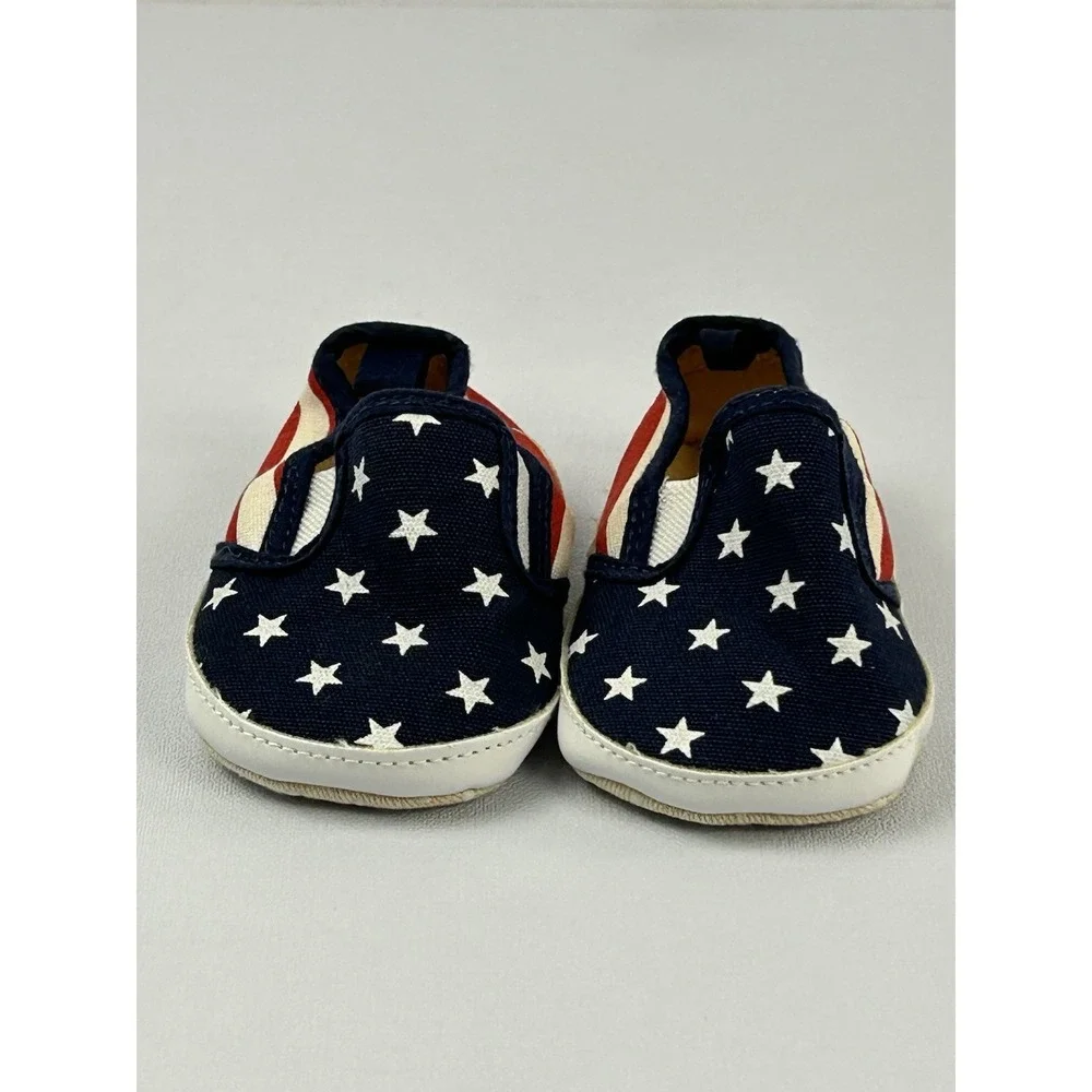 Old Navy Baby Slip On Shoes USA Flag Stars Stripes Canvas Size 3-6M Patriotic